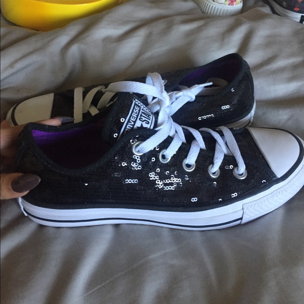 SOLD ON MERCARI Black Sequin Low Top Converse